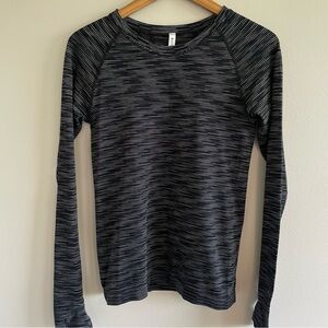 Athleta Women's Striped Compression Shirt Black/White Size Small
